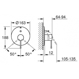 Grohe Essence New 19285GL1 Смеситель для ванны, встраиваемый без излива