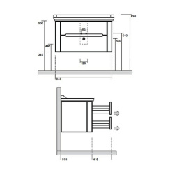 Kerasan Waldorf 925631 База подвесная под раковину 80см, с 2-мя ящиками, цвет Nero matt