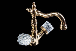 Фото Смеситель для умывальника Boheme Crystal (292-CRST) золото
