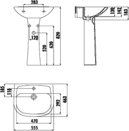 Раковины подвесные CREAVIT PITTA Раковина 55 см PA055.00000