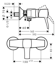 Смеситель для душа 31360090 Hansgrohe Metropol Classic (хром, золото)