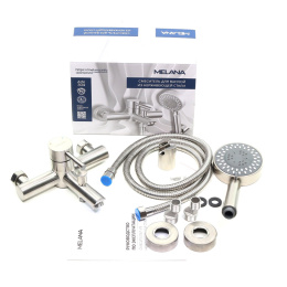 Фото MELANA Смеситель д/ванны-F610105 Tondo нерж.сталь, однорычажный, сатин, литой излив