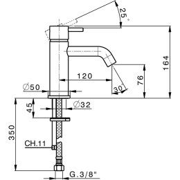 Смеситель для раковины Cisal Less New LN00054021, хром