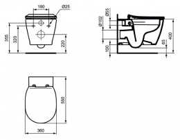 Инсталляция Ideal Standard Prosys Frame 120 M с унитазом Connect Rimless E822301, сиденье микролифт,
