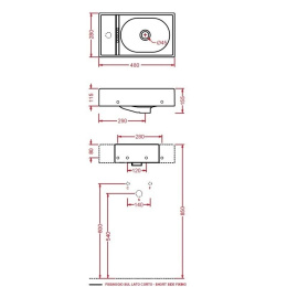 Раковина 28 см ArtCeram Piano (L1012)