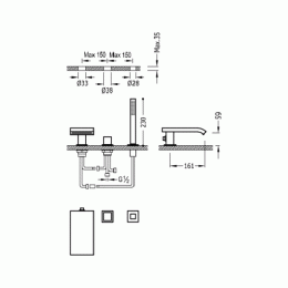 Фото Tres Cuadro 10716102 Смеситель на борт ванны (хром)