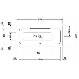 Акриловая ванна 170x75 Duravit (700297000000000), прямоугольная, Гидромассаж: нет