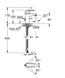 Фото Смеситель для раковины Grohe BauEdge 23329000 стандартный
