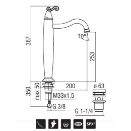 NOBILI Dubai DB00128/2GD Смеситель для раковины (золото)