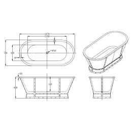 Акриловая ванна 168x78 BelBagno (BB35), округлая