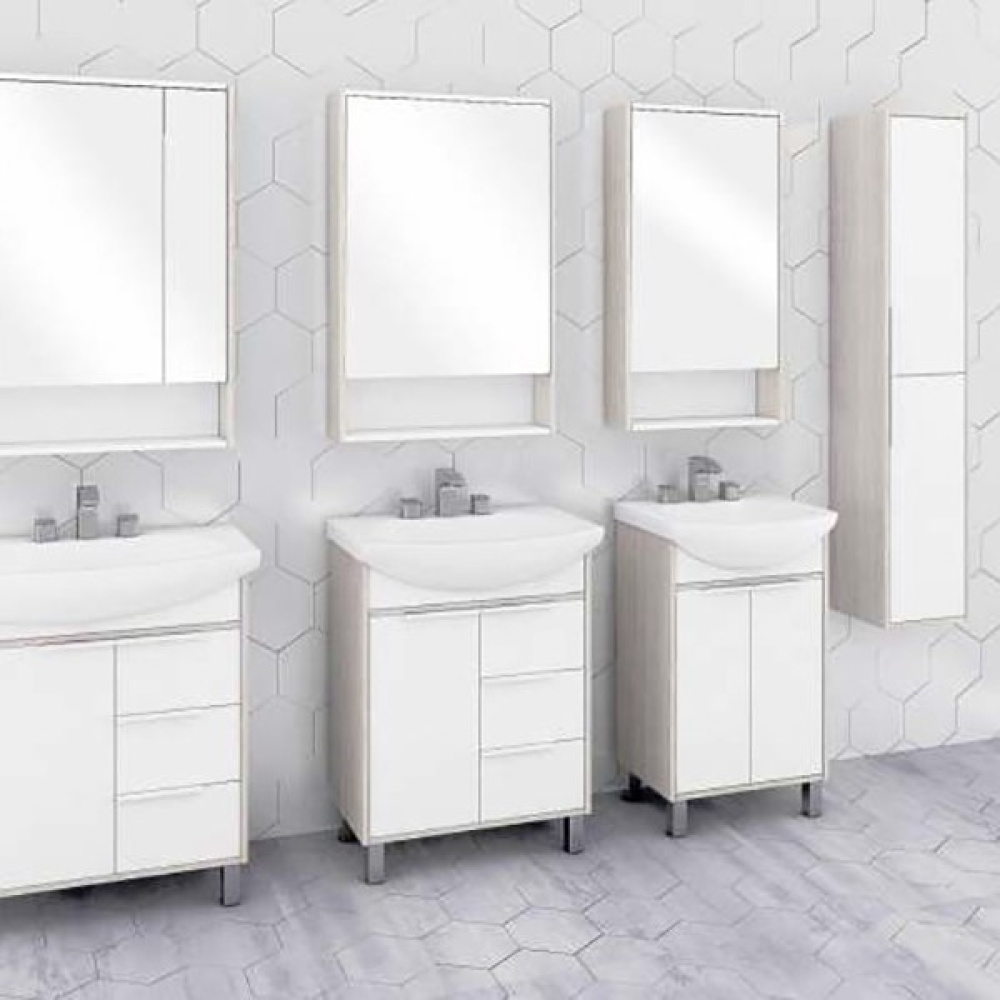 Зеркальный шкаф Aquaton Рико 80 белый, ясень фабрик 1A215302RIB90