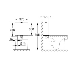 Grohe Cube Ceramic 39490000 Бачок для унитаза, режим смыва: двойной, экономный/обычный