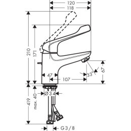 Смеситель для раковины Hansgrohe Novus Care 71920000, с донным клапаном