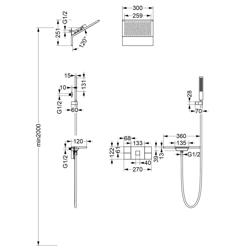 Душевой комплект Vincea (VSFW-2F11TMB) черный матовый