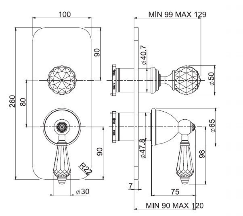 Смеситель для ванны F5089X6CCR FIMA Carlo Frattini Elizabeth Chic