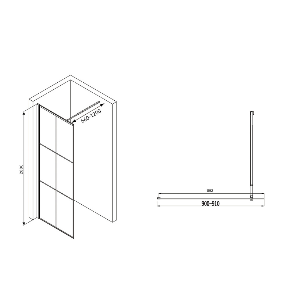 Душевая перегородка Abber Immer Offen (AG62090B)