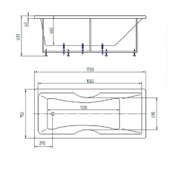Акриловая ванна 170x75 Aquatek (FEN170-0000006), прямоугольная