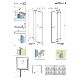 Элемент душевой двери Radaway Arta DWJ II 628 L фурнитура Хром стекло прозрачное 386441-03-01L