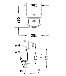 Писсуар Duravit D-Code 0828300000, внешним подводом воды, белый