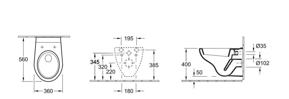 Подвесной унитаз 5638H001 VILLEROY BOCH Omnia architectura