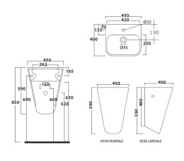 Фото Раковина подвесная 45 см Galassia Meg11 (5407NE)