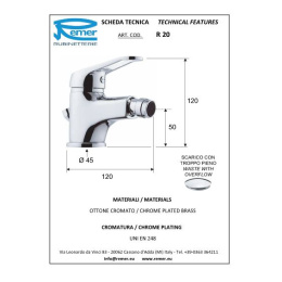 Смеситель Remer для биде RR R20 35mm