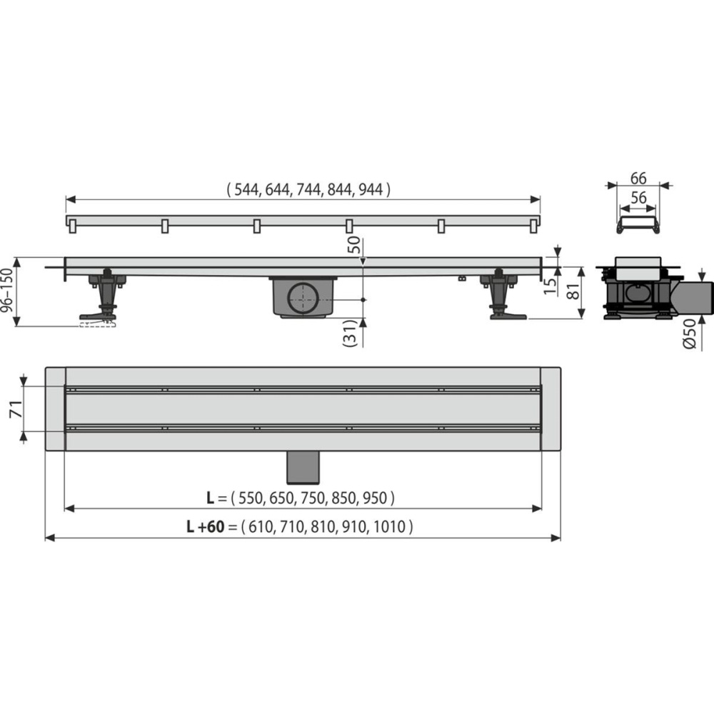 Душевой лоток AlcaPlast (APZ13-DOUBLE9-650) хром