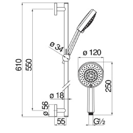 Фото Душевой гарнитур Nobili Free shower (AD140/54BM) черный