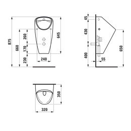 Писсуар безободковый Laufen Caprino Plus 8.4106.1.000.000.1 Rimless, внутренний подвод воды, белый