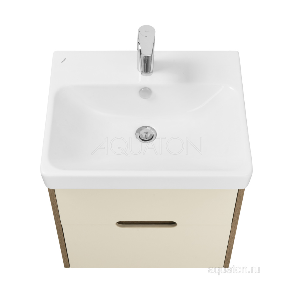 Фото Тумба под раковину Aquaton Оливия 55 бежевый, дуб велл 1A254201OLVG0