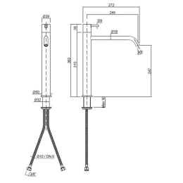 Antonio Lupi Ayati AY303LU AISI304 Polished Смеситель для раковины, на 1 отв., излив: 273мм, высота: