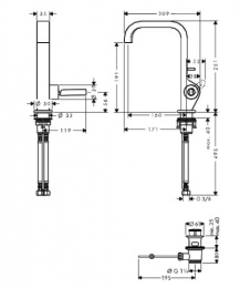 Фото Смеситель для маленькой раковины 39034000 Axor Citterio
