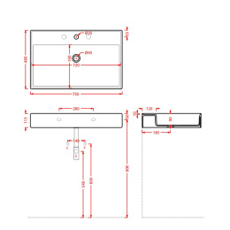 Раковина накладная 75 см ArtCeram Scalino (SCL008 01 00) белый