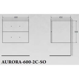 Тумба под раковину BelBagno Aurora AURORA-600-2C-SO-CS подвесная (2 ящ.)