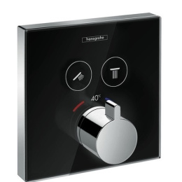 Термостатический смеситель для душа 15738600 Hansgrohe ShowerSelect Glass (черный, хром)