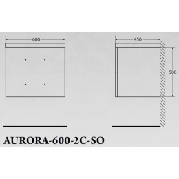 Тумба под раковину BelBagno Aurora AURORA-600-2C-SO-CS подвесная (2 ящ.)