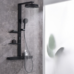 Душевая стойка Black&White Gravity GH-9005-MB с термостатом, черная матовая