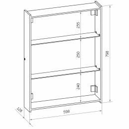Континент МВК053 Зеркало-шкаф "Mirror Box black Led" 600х800