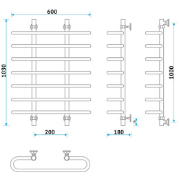 Водяной полотенцесушитель Energy Aero 100х60
