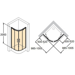 Душевой уголок Huppe Aura Elegance 402423.092.321, четверть круга, 100 х 100 х 200 см