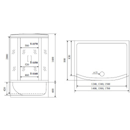 Душевая кабина 150x88x220 Timo (T-6650 B) Без гидромассажа, акрил, Поддон ванна