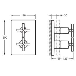 Фото Смеситель Jacob Delafon Modulo Classic E98732-CPдля душа термостатический, на 2 выхода