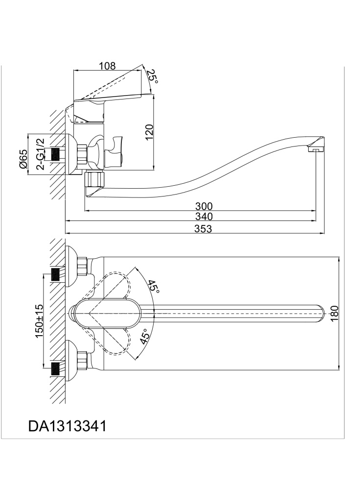 Фото Смеситель для ванны с душем D&K Rhein.Speyer DA1313341 длинный излив хром