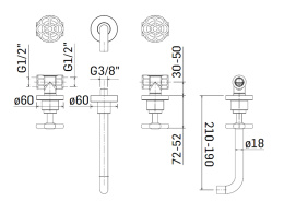 Фото Смеситель для раковины Mamoli Hipster 451700000021 настенный, Chrome