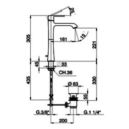 Смеситель для раковины Cisal Cherie CE00152024, золото