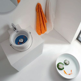 Фото Раковина накладная без перелива 40,5 x 54см, Scarabeo Bucket 8804 белая с декором R