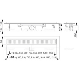 Душевой лоток AlcaPlast (APZ1-950) серый