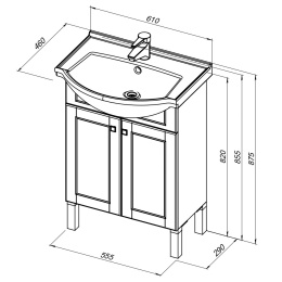Тумба с раковиной Aquanet Эрвин 61 см (00261058)