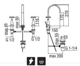 Фото NOBILI Carlos Primero T3 CP212/1T3BR Смеситель для раковины (бронза)