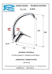 Смеситель Remer для кухни RR G42 4
